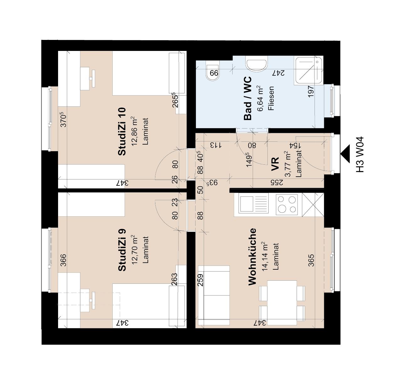 Möblierte 3-Zimmer-Übergangswohnung - Pauschalmiete inkl. Strom & Heizung