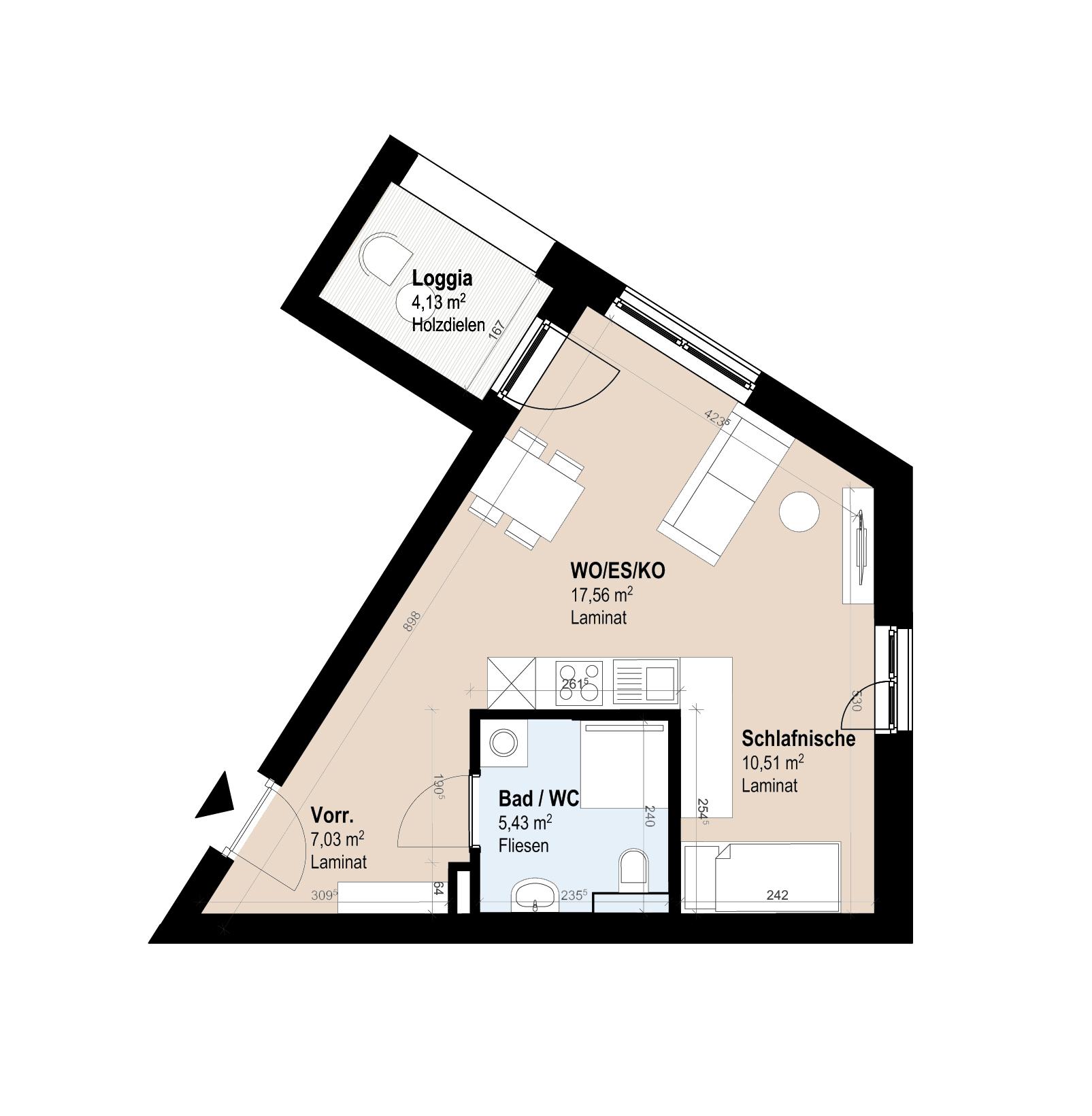 Moderne Neubauwohnung mit Loggia im 2. Stock
