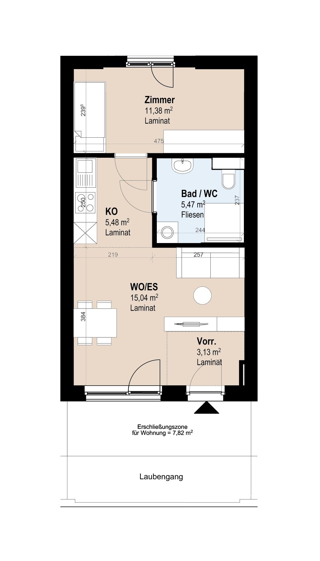 Moderne Neubauwohnung mit 2 Zimmern und 40.50 m²