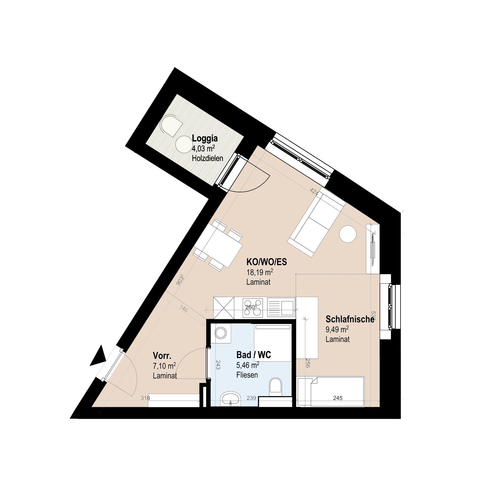 Moderne Neubauwohnung mit Loggia im 4. Stock