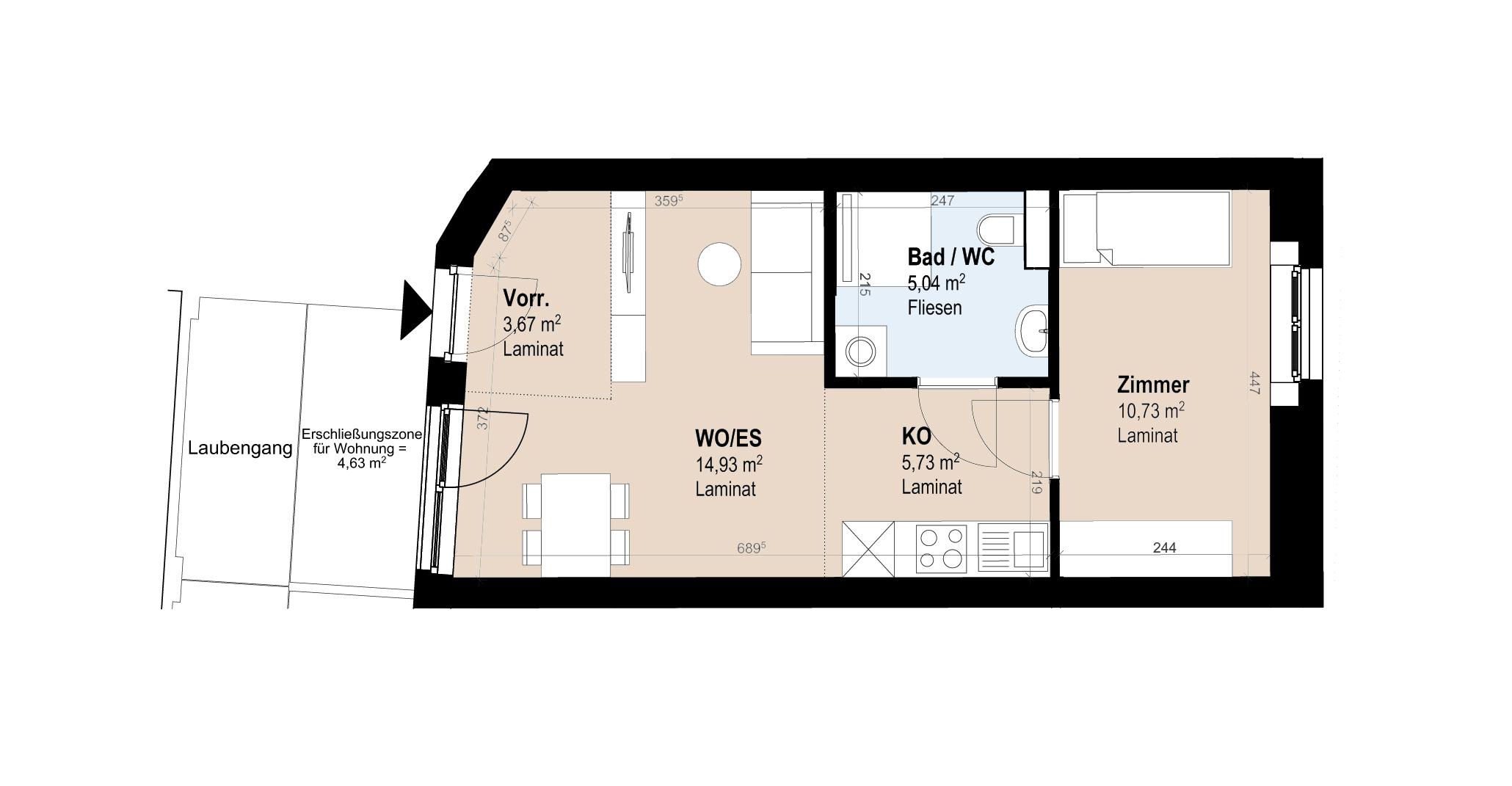 Moderne 2-Zimmer Neubauwohnung im 4. Stock