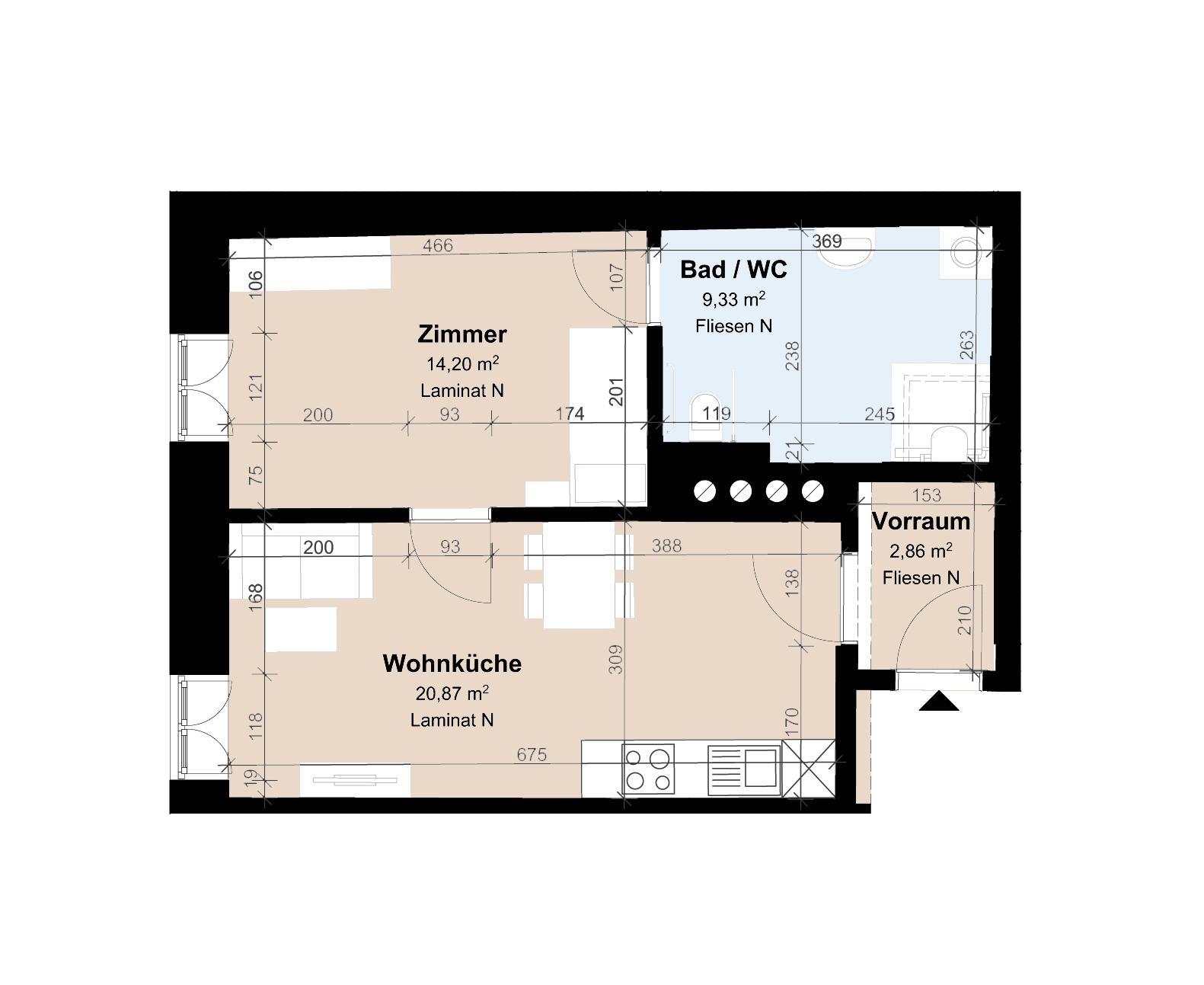Gef&ouml;rderte Altbauwohnung im 2. Stock mit 2 Zimmern