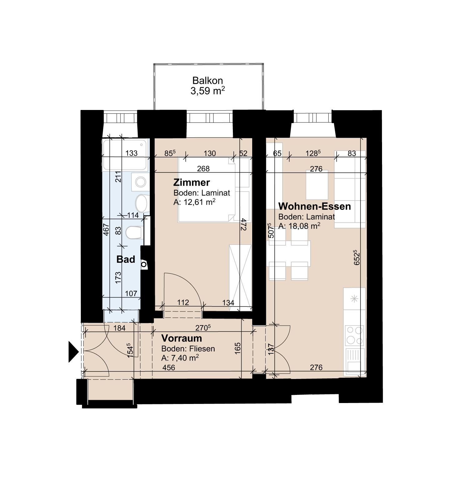 Altbauwohnung mit Balkon im 2. Stock