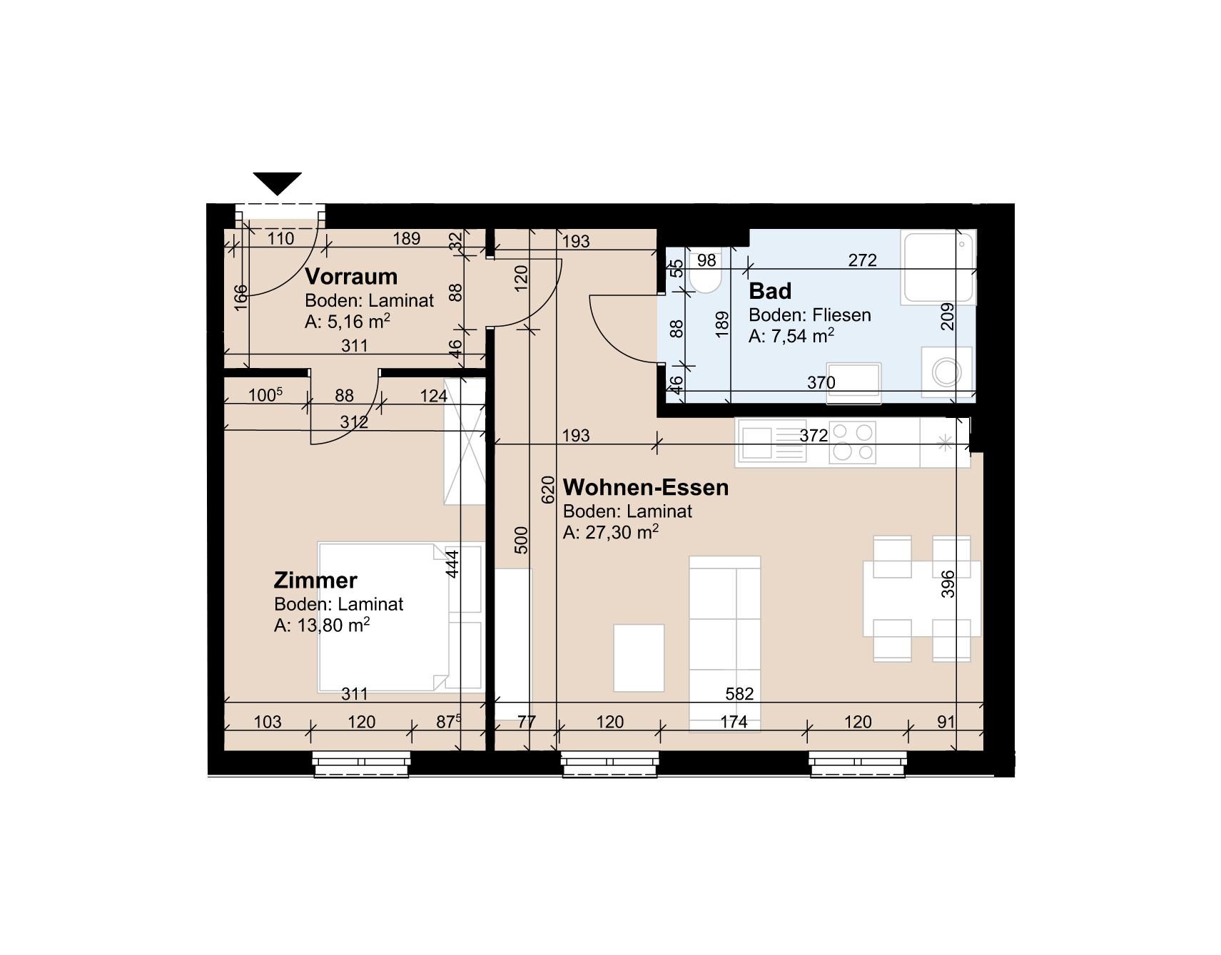 Gef&ouml;rderte Altbauwohnung im 4. Stock mit 2 Zimmern