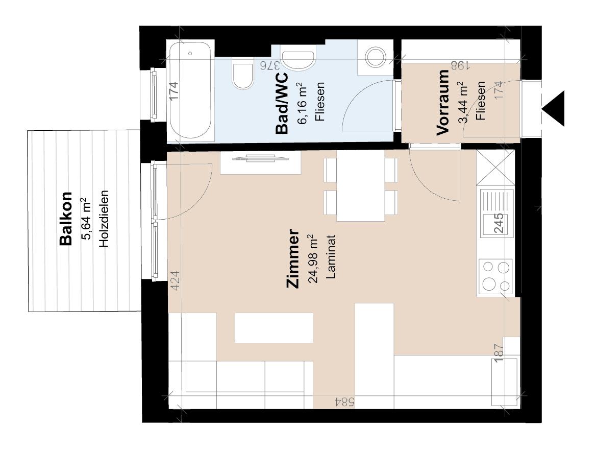 Neubauwohnung mit Förderung im 2. Stock