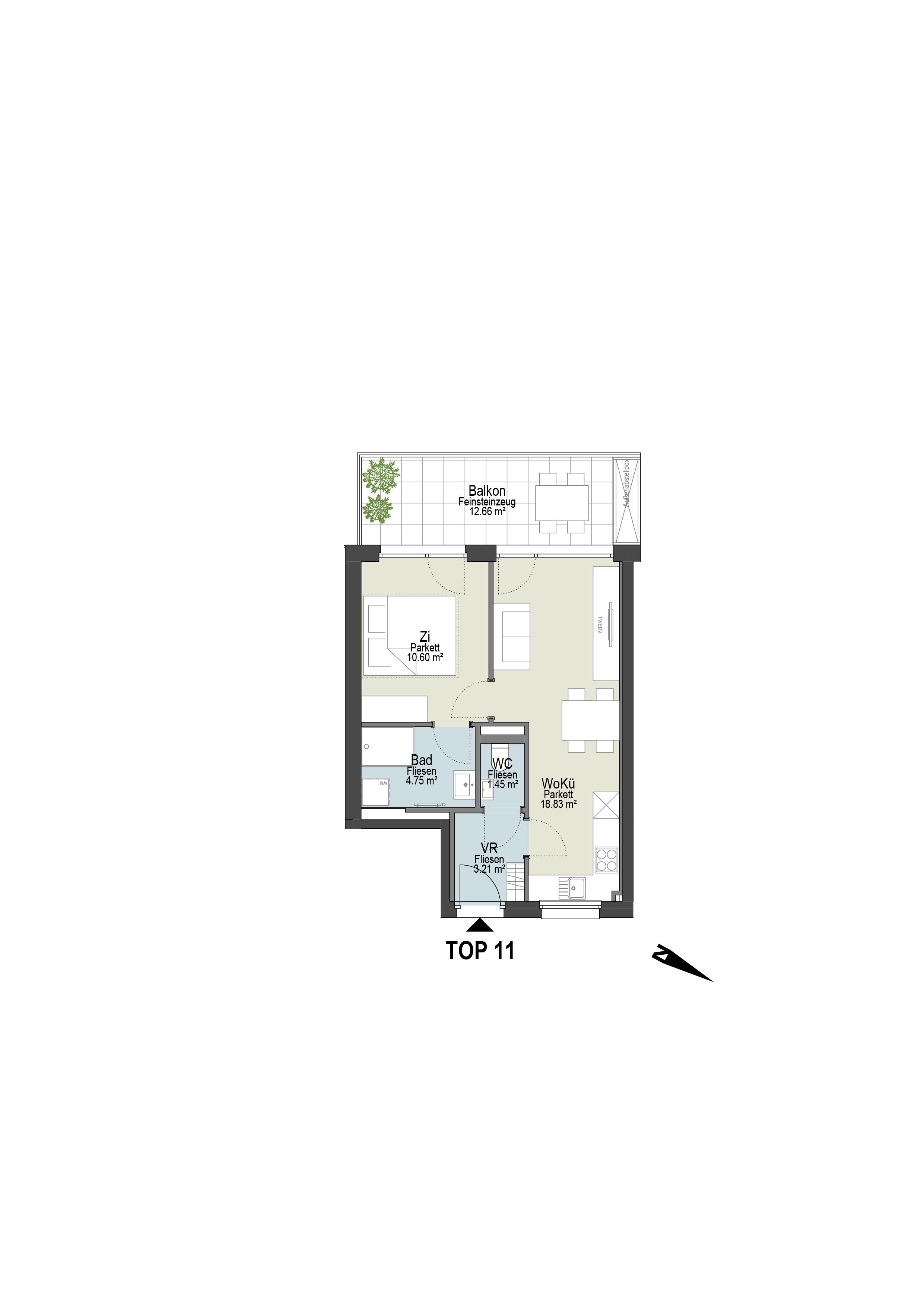 Geförderte Neubauwohnung mit Balkon im 2. Stock