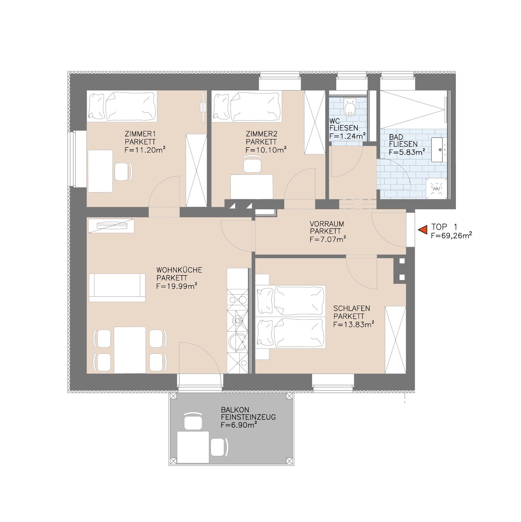 Moderne 4-Zimmer-Wohnung mit Balkon Moderne 4-Zimmer-Wohnung mit Balkon