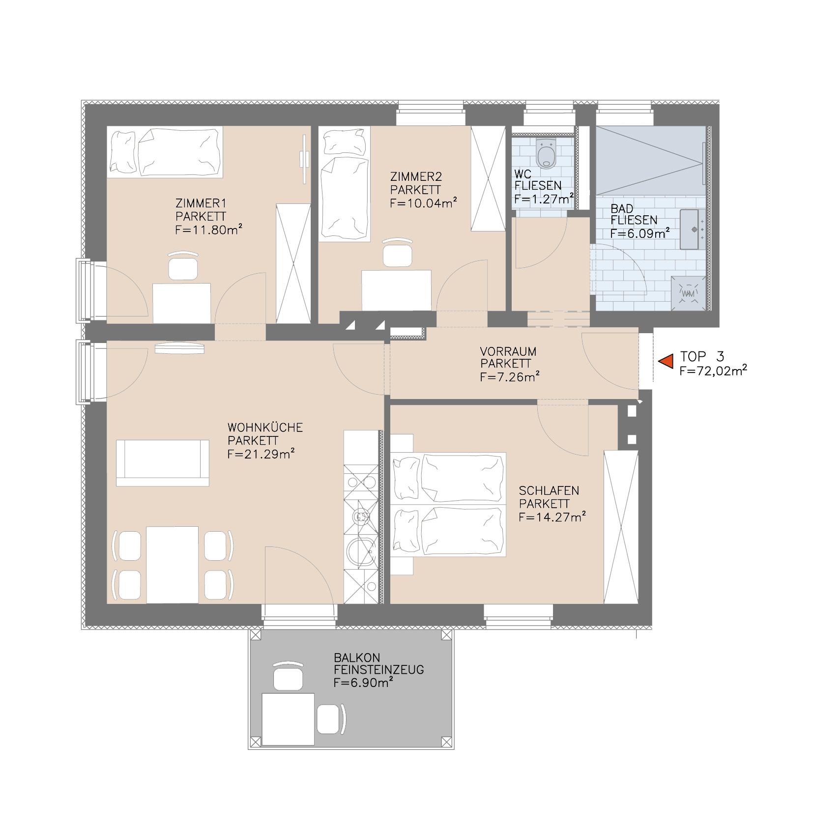 4-Zimmer-Wohnung mit Balkon und moderner Wohnküche 4-Zimmer-Wohnung mit Balkon und moderner Wohnküche