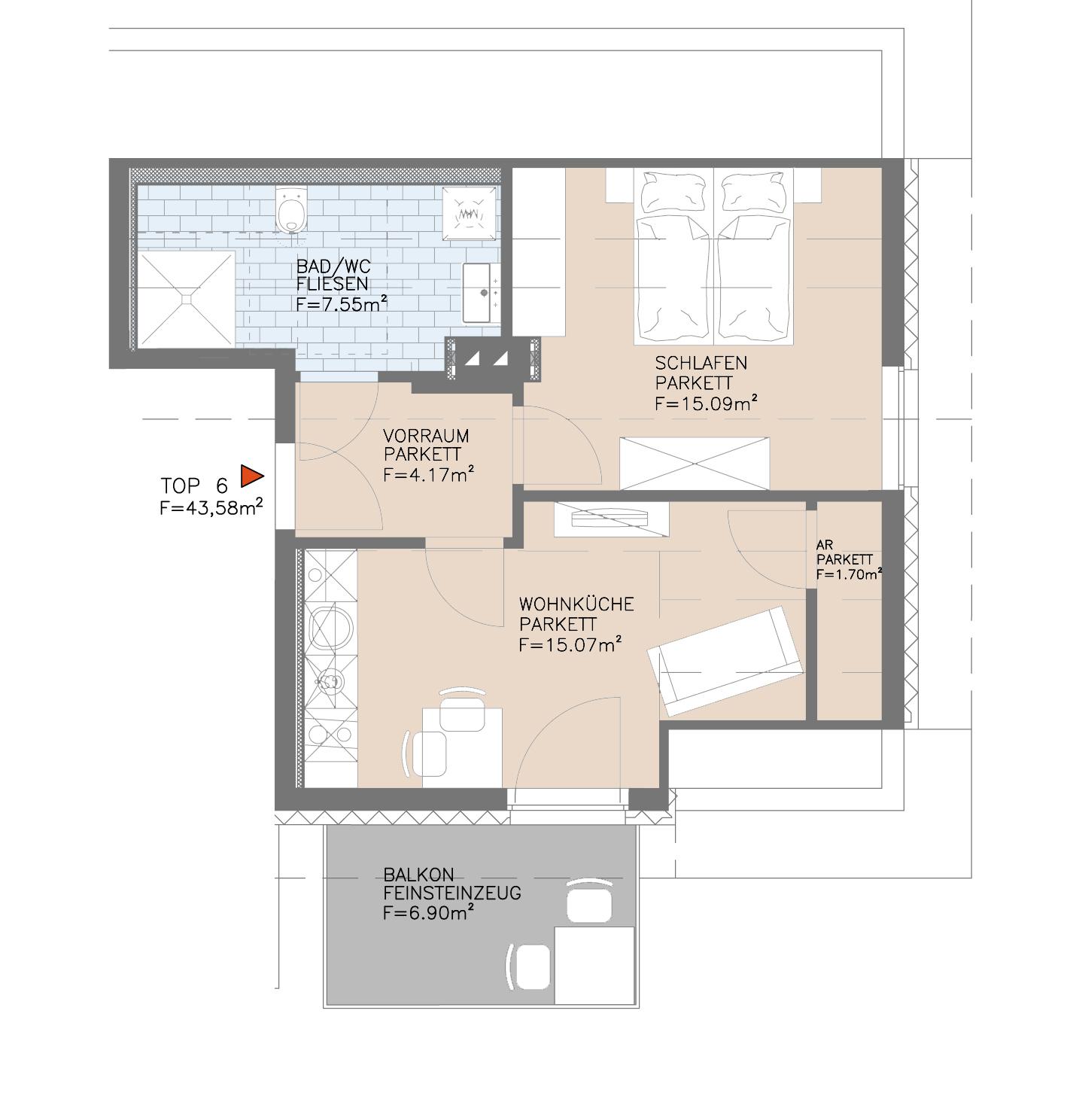 Moderne 2-Zimmer-Wohnung mit Balkon im 2. Stock Moderne 2-Zimmer-Wohnung mit Balkon im 2. Stock