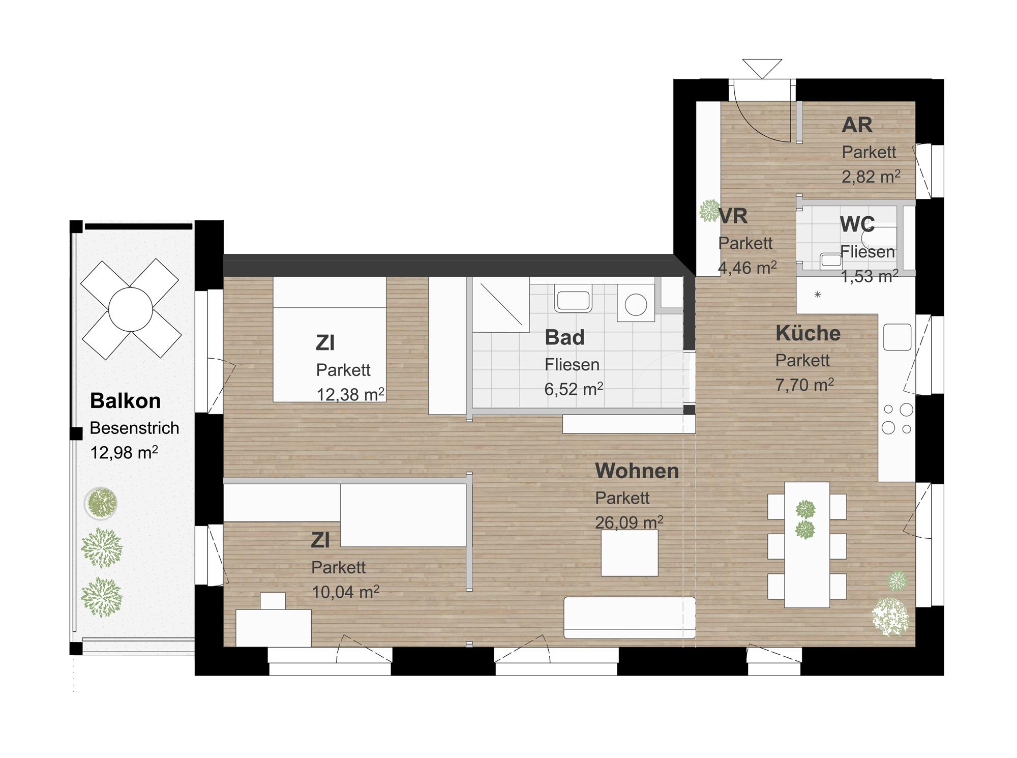 Neubauwohnung mit gefördertem Landesdarlehen und Balkon