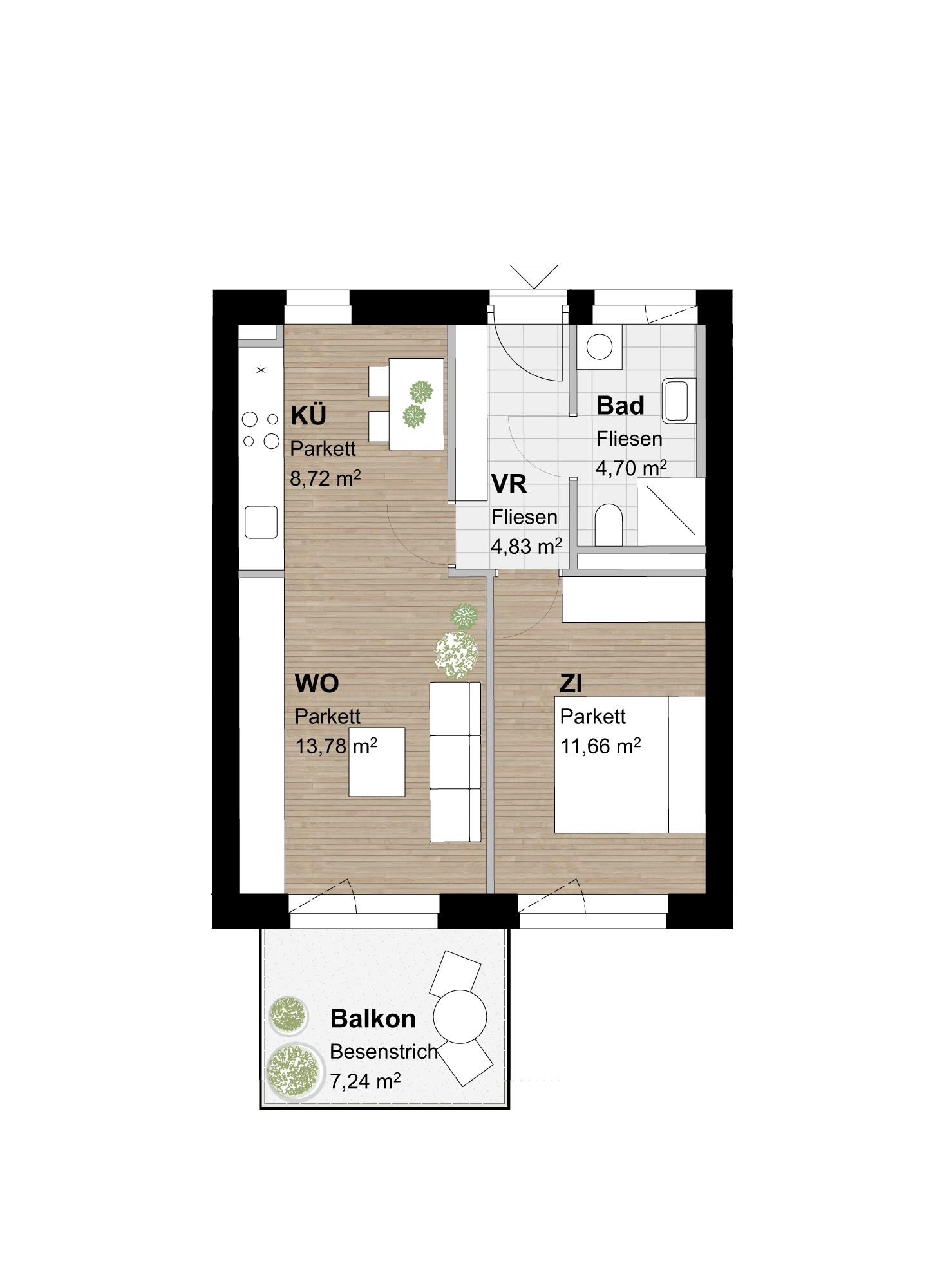 Gef&ouml;rderte Neubauwohnung mit Balkon in 1. Stock