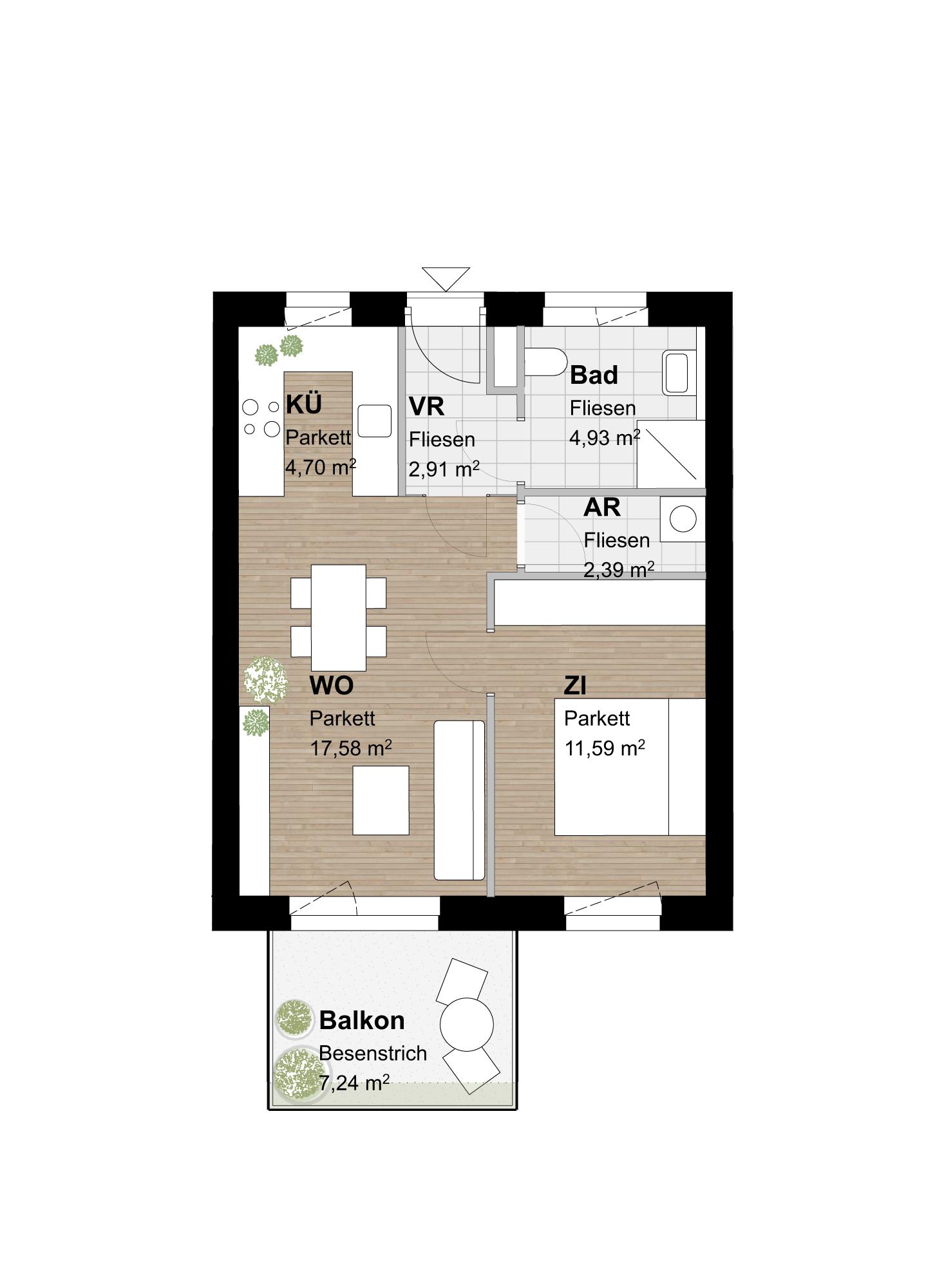Schicke 2-Zimmer-Wohnung mit gro&szlig;z&uuml;gigen Balkon in Graz-Stra&szlig;gang