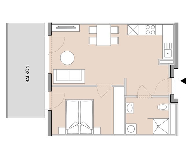 Sonnige 2-Zimmer-Dachgeschosswohnung mit großem Balkon in Graz-Gösting