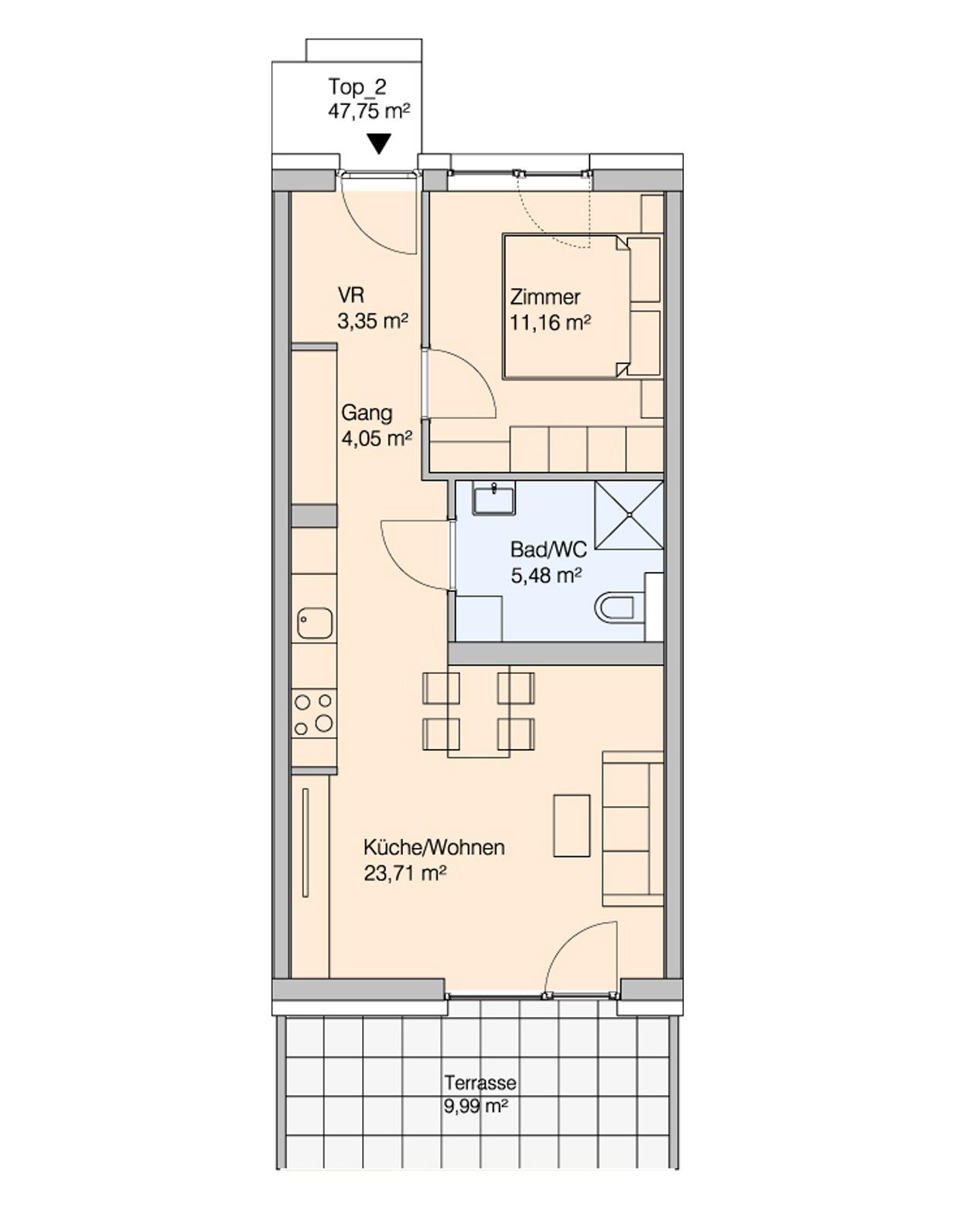 Gef&ouml;rderte Wohnung | helle 2- Zimmerwohnung mit Terrasse