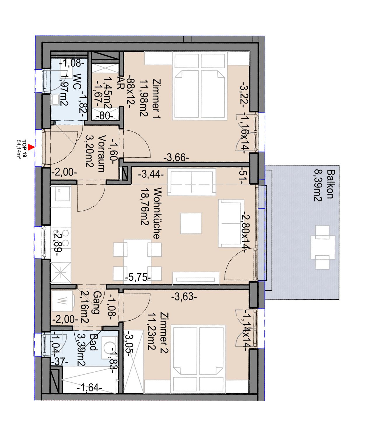 Neubauwohnung mit Balkon in gef&ouml;rdertem Wohnbau