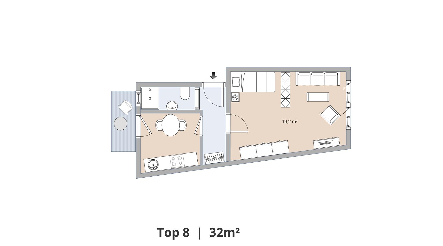 Helle 1,5-Zimmerwohnung nahe des Zentrums