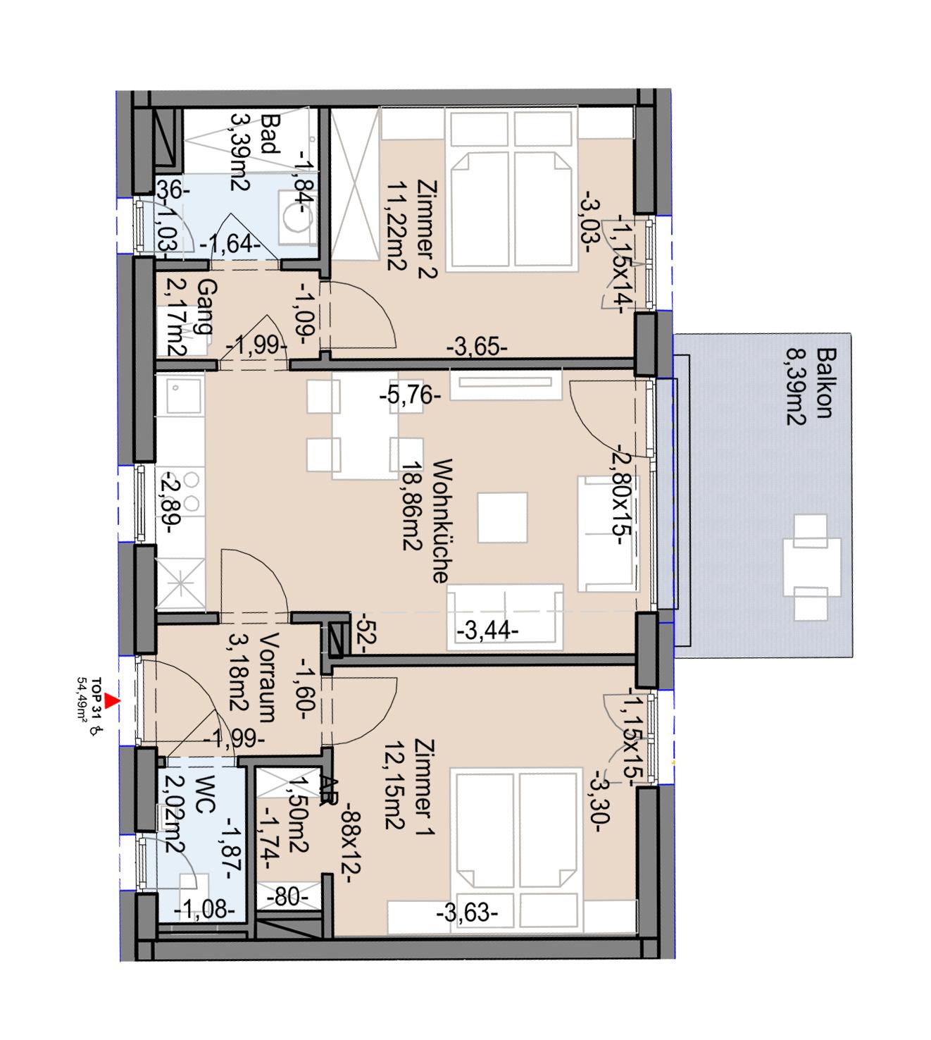 Geförderte Neubauwohnung mit Balkon im 1. Stock Geförderte Neubauwohnung mit Balkon im 1. Stock