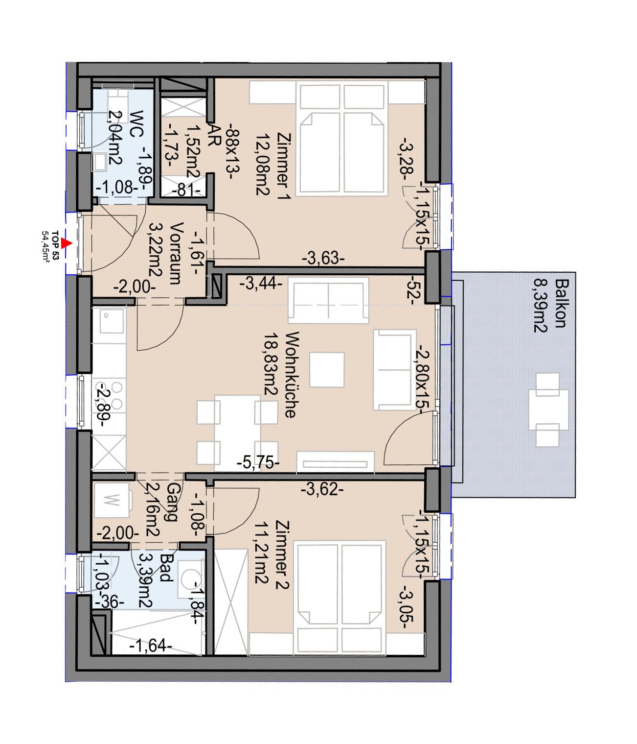 Geförderte Neubauwohnung mit Balkon im 3. Stock