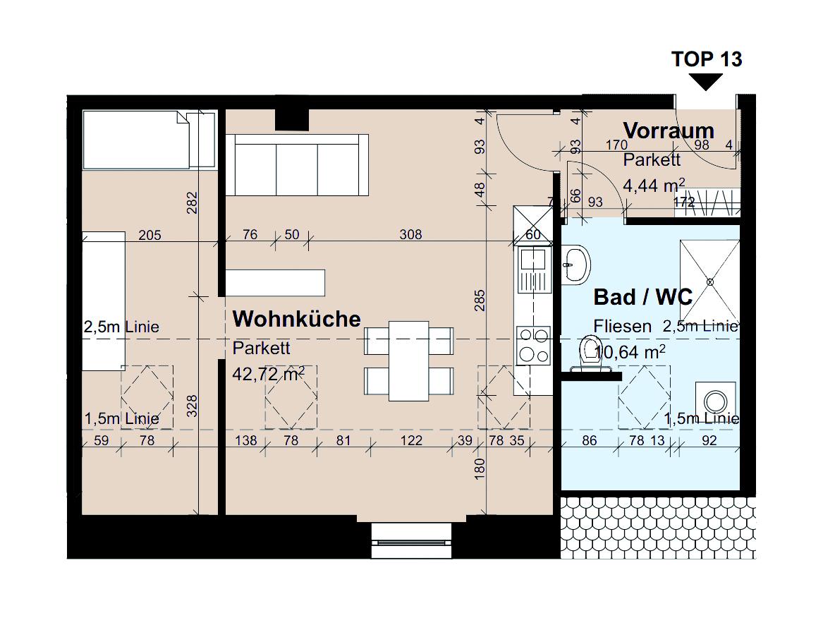 Geförderte 2-Zimmer-Wohnung im Dachgeschoss - 57,80m²