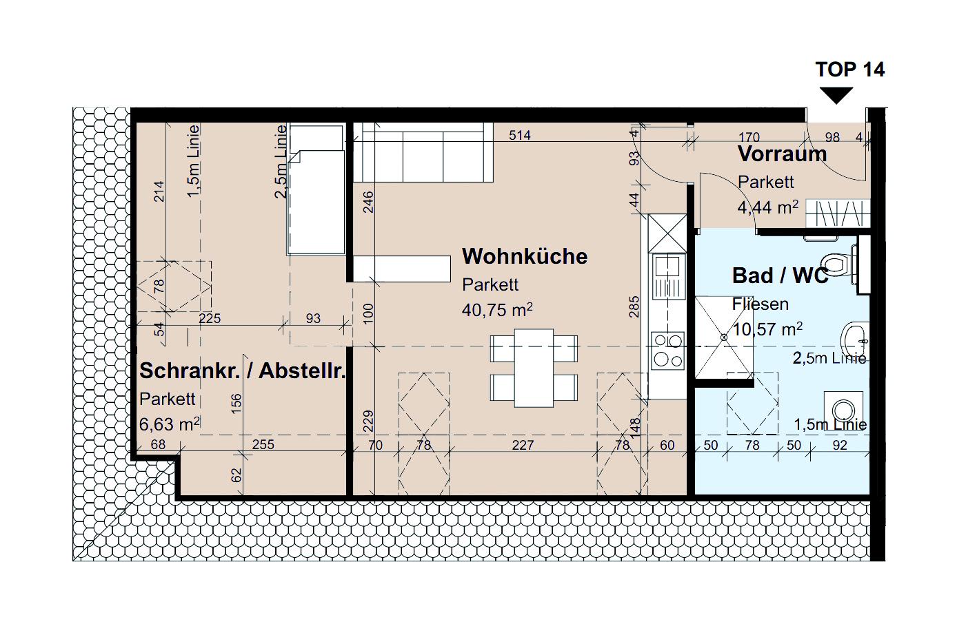 Geförderte Dachgeschosswohnung im 2. Stock
