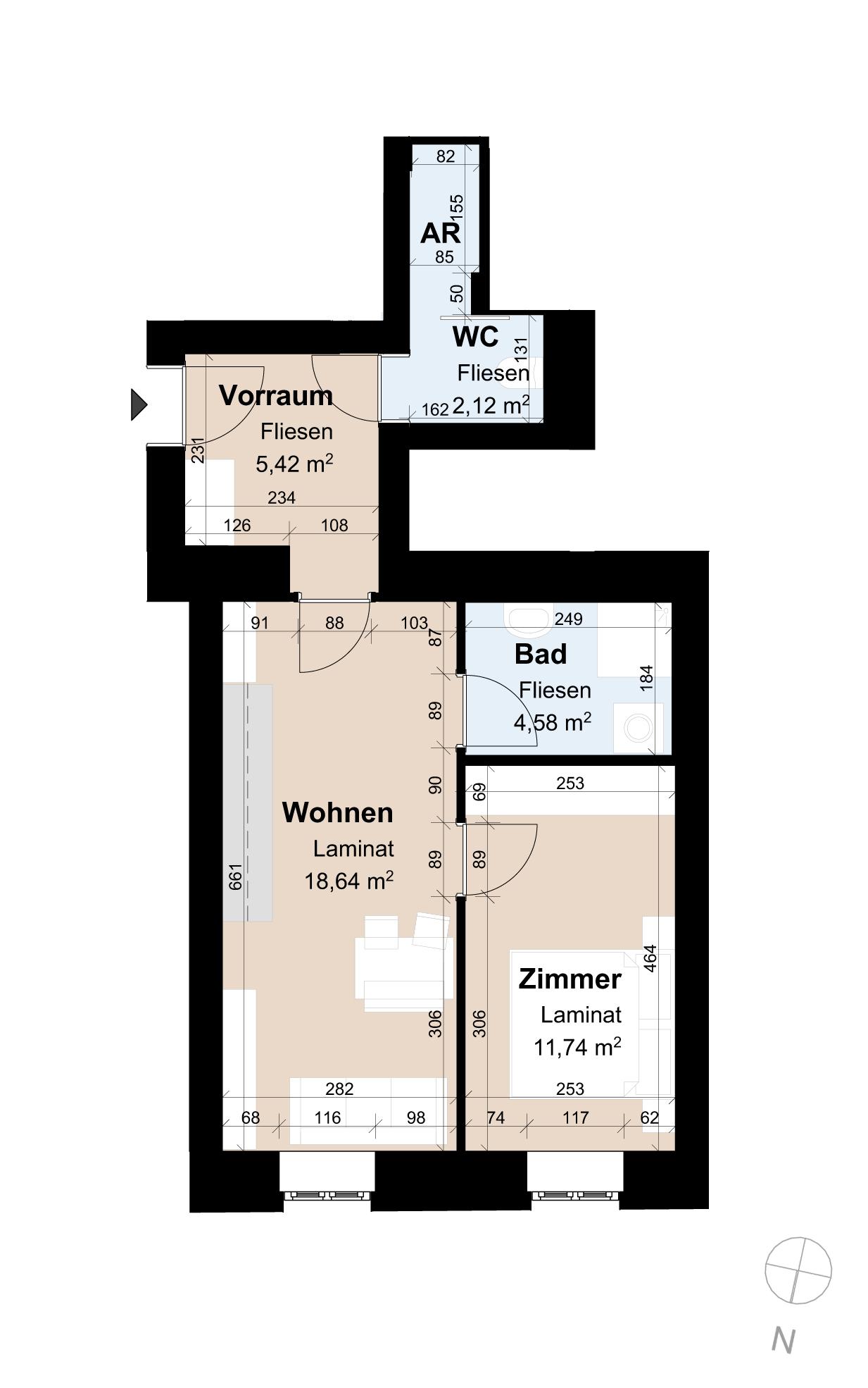 Geförderte Altbauwohnung mit 2 Zimmern und 44 m²