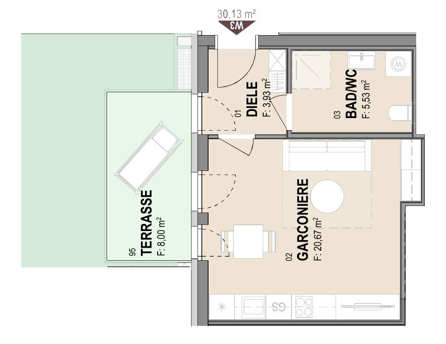 Moderne Neubauwohnung mit Terrasse