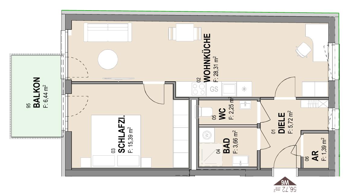 Attraktive 2-Zimmer Neubauwohnung mit Balkon im 1. Stock