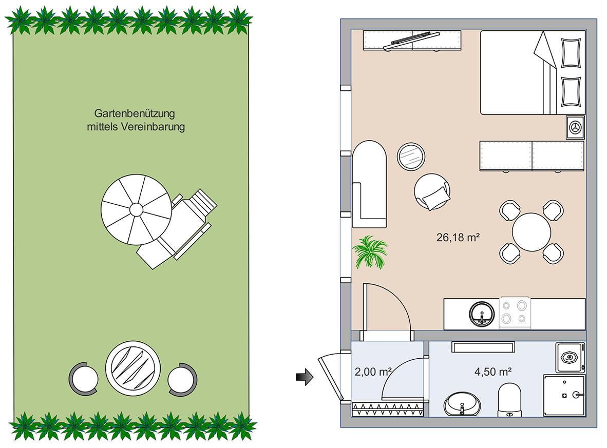 Gem&uuml;tliche Hofwohnung mit eigenem Garten in ruhiger Lage